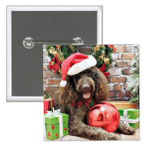 Christmas - LabraDoodle - Harley Pinback Buttons