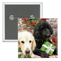 Christmas - Labradoodle Miller - Golden Retriever Buttons