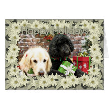 Christmas - LabraDoodle Miller - Golden Retriever Greeting Card