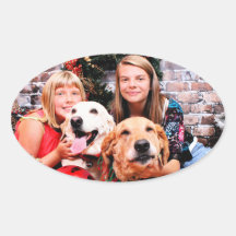 Christmas - Labrador  Ally - Golden Wrigley Oval Sticker