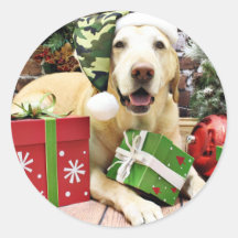 Christmas - Labrador - Jackson Round Sticker