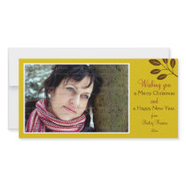 Christmas Leaves on Lattice Photo Card