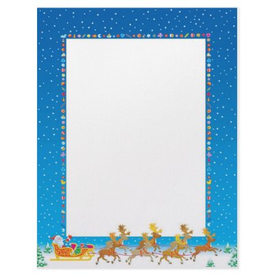 Christmas Letter Paper - Santa in Sleigh Design Letterhead Design by ChristmasLetterPaper