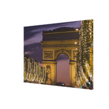 Christmas lights, Champs Elysees, Arc de Stretched Canvas Prints