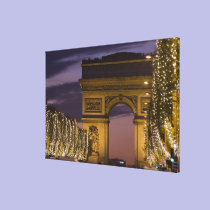 Christmas lights, Champs Elysees, Arc de canvas prints