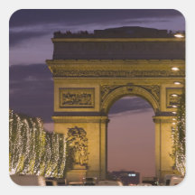 Christmas lights, Champs Elysees, Arc de Square Sticker