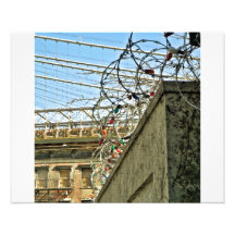 Christmas Lights in Barbed Wire w/ Brooklyn Bridge Photo Art
