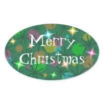 Christmas Lights 'Merry Christmas' sticker oval