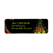Christmas Lit Night Wonderland Green Custom Return Address Labels