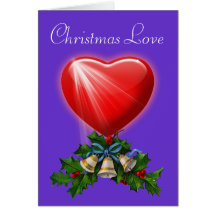 Christmas Love Heart & Holly Christmas Card