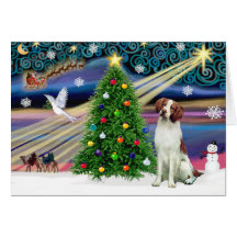 Christmas Magic Brittany Spaniel Greeting Cards
