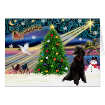 Christmas Magic Poodle (black Standard) Greeting Card