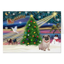 Christmas Magic Pug (fawn) Card