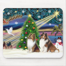 Christmas Magic Shetland Sheepdogs (2 Sable) Mouse Mat