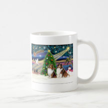 Christmas Magic Shetland Sheepdogs (2 Sable) Coffee Mug