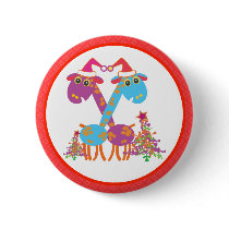 Christmas Magnets Key Chains Buttons: 2 giraffes