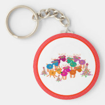 Christmas Magnets Key Chains Buttons: 7 Deers II