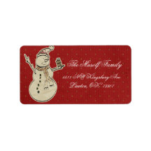 Christmas Mailing address labels snowman red