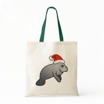 Christmas Manatee Santa Tote Bag