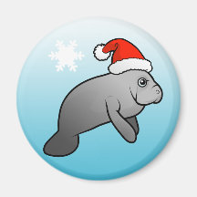 Christmas Manatee Santa Fridge Magnet