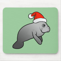 Christmas Manatee Santa Mousepad