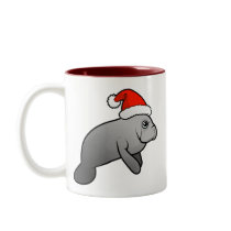 Christmas Manatee Santa Mugs
