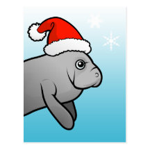 Christmas Manatee Santa Postcards