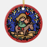 Christmas Mary Joseph Angels Rejoice RED Christmas Ornament