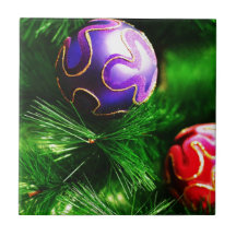 Christmas Merry Holiday Tree Ornaments celebration Ceramic Tile