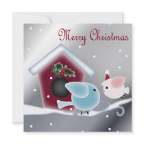 Christmas mistletoe birds dinner party inviation i personalized invites