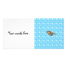 Christmas monkey blue snowflakes personalized photo card