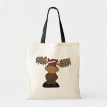 Christmas Moose Canvas Bags