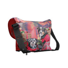 Christmas - Morkie - Lucy and Mini Aussie - Sophie Courier Bags