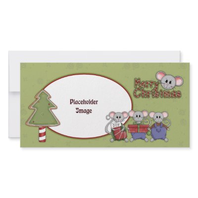 Christmas mouse and gifts customized photo card by Christmas_Store