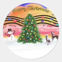 Christmas Music 2 - Chinese Crested (2 HL) Stickers