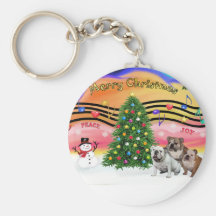 Christmas Music 2 - English Bulldogs (three) Key Chains