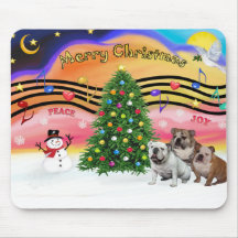 Christmas Music 2 - English Bulldogs (three) Mousepad