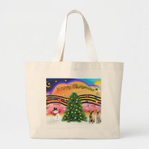 Christmas Music 2 - Labrador Retrievers (2 Yellow) Tote Bag