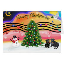 Christmas Music 2 - Pugs ( ) Cards