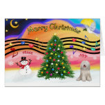 Christmas Music 2 - Tibetan Terrier (white) Greeting Card