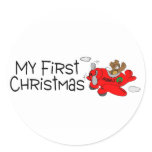 Christmas My First Christmas (Bear and Plane) Sticker