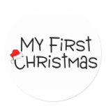 Christmas My First Christmas (Santa Hat) Round Stickers
