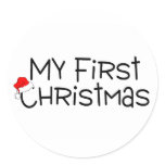 Christmas My First Christmas (Santa Hat) Round Stickers