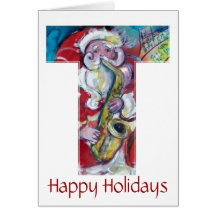 CHRISTMAS N LETTER /SANTA AND SAX MONOGRAM CARDS