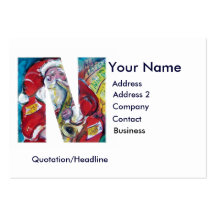 CHRISTMAS N LETTER / SANTA CLAUS WITH SAX BUSINESS CARDS