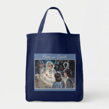 Christmas Nativity Scene Painting Tote Bags