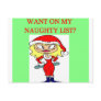 christmas naughty list girl xmas joke post cards
