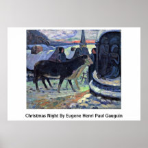 Christmas Night By Eugene Henri Paul Gauguin Poster