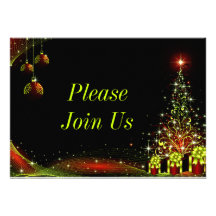 Christmas Night Wonderland Green Set Personalized Invitations