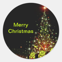 Christmas Night Wonderland Green Set Round Sticker